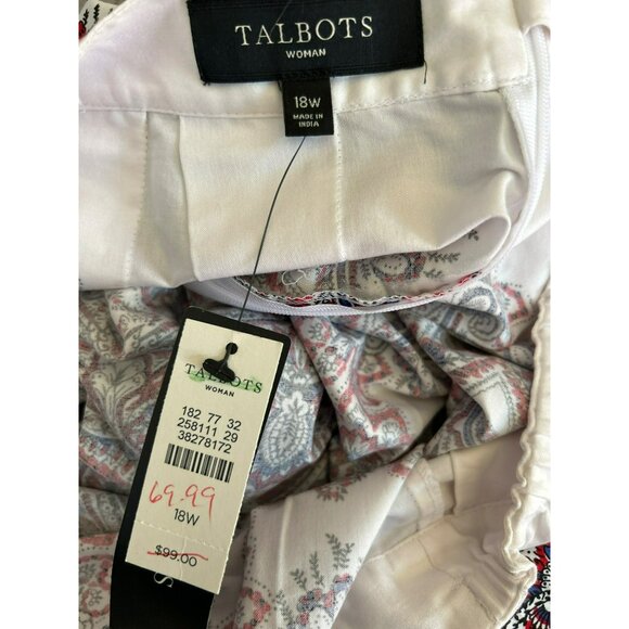 Talbots Women's Red White Blue Floral Knee Length Skirt Plus Size 18W NWT - Picture 5 of 5